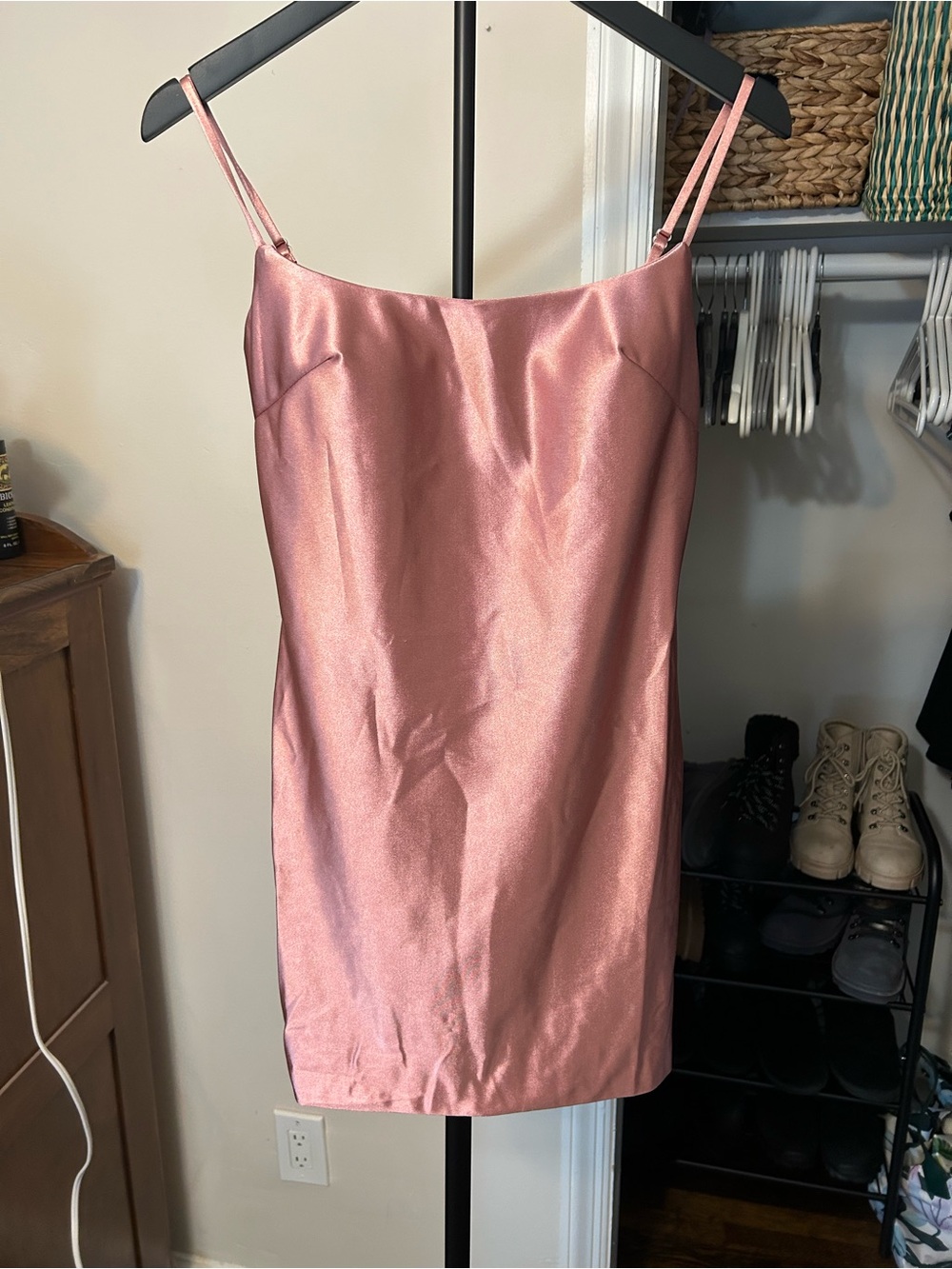 Satin Slip Dress in Rose Blush